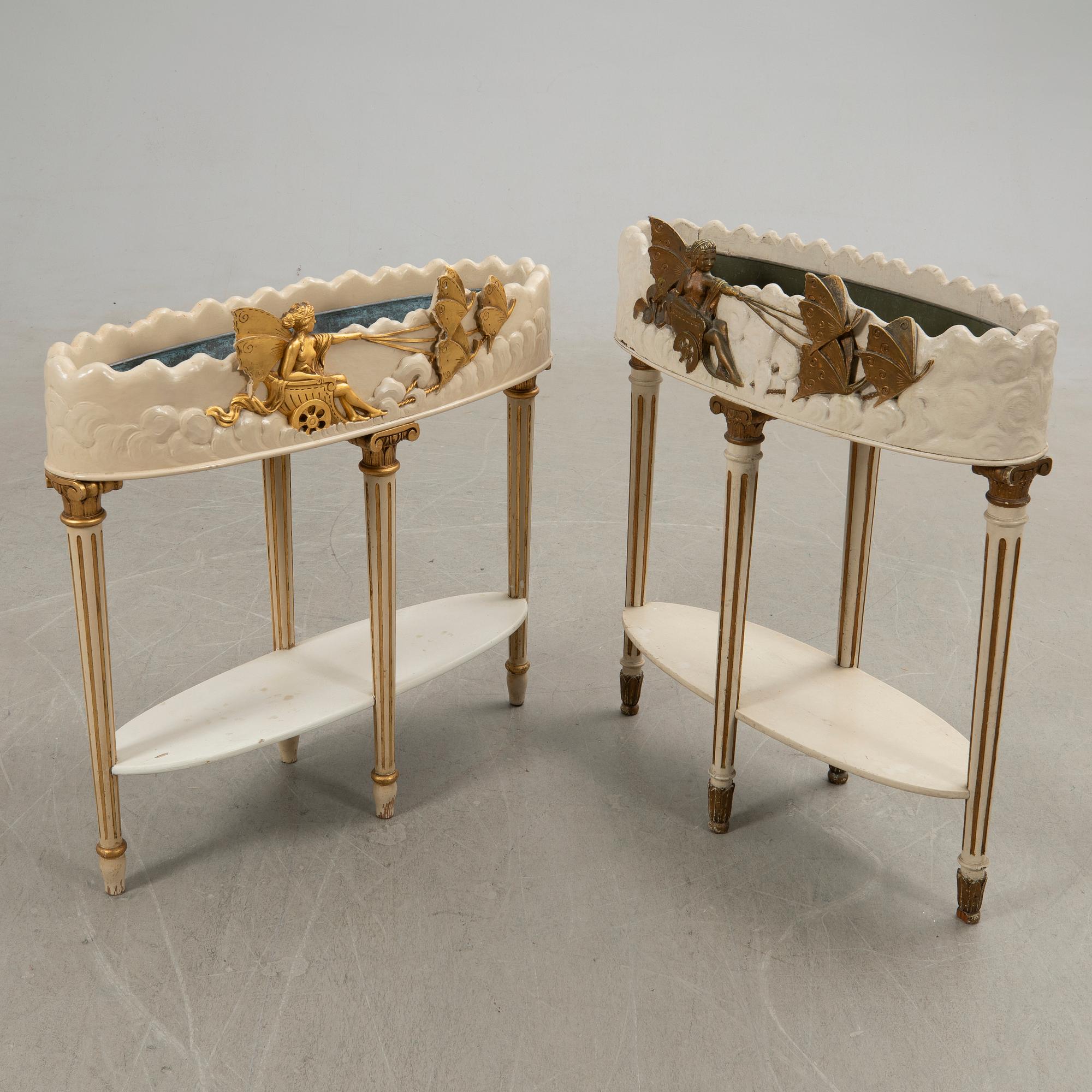 Blombord, 2 st, K. A. Hultén, 1950-tal.