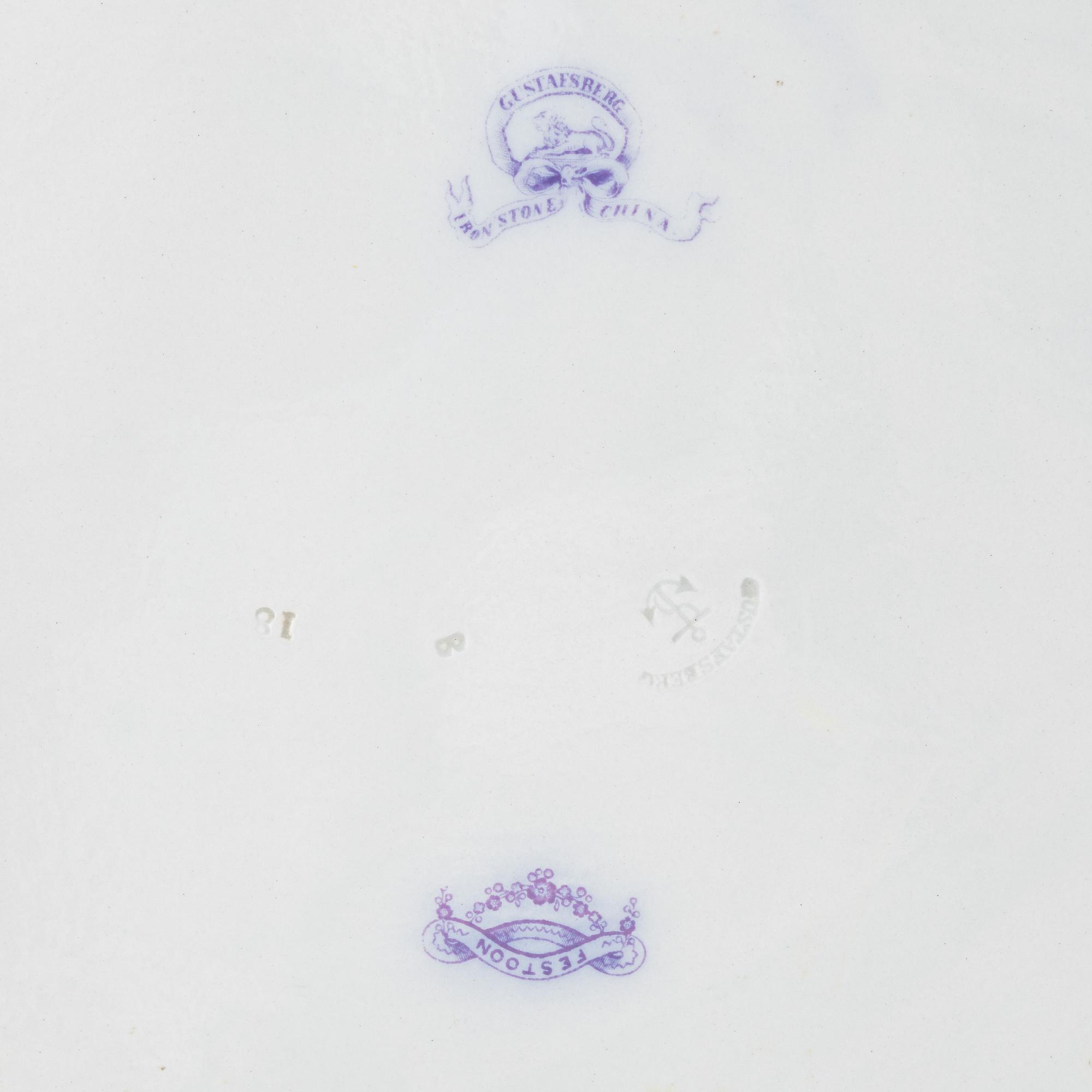 Serveringsfat, 5 st, "Festoon", flintgods, Gustavsberg.