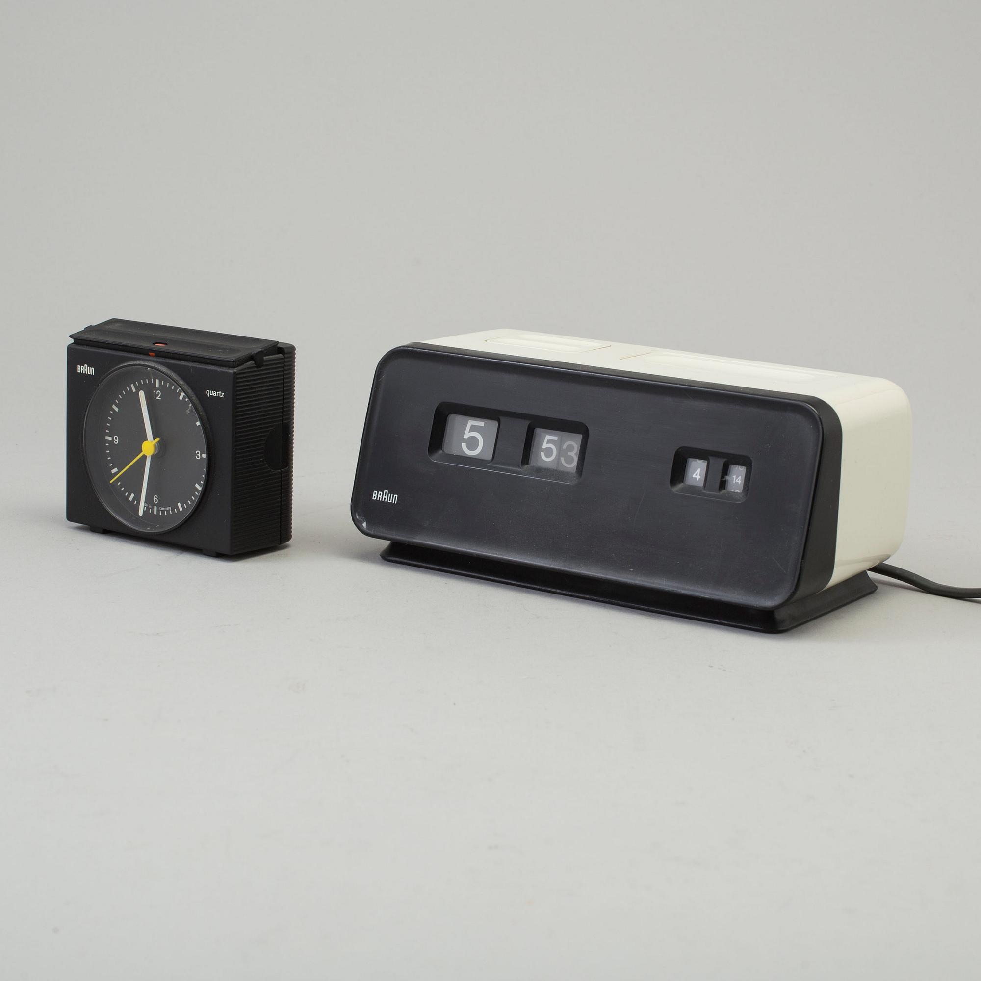 DIETER RAMS & DIETRICH LUBS, 2 alarm clocks, Braun 1970´s DIETER RAMS & DIETRICH LUBS, 2 alarm clocks, Braun 1970´s