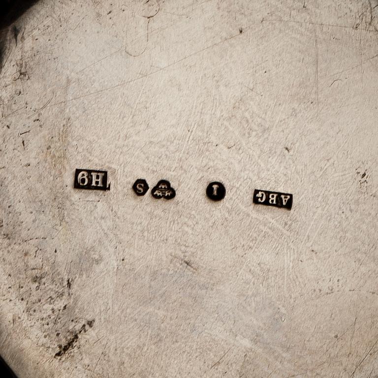 PUNCHBÄGARE, silver, 6+6 st. GAB resp ABG. 1950-tal. Tot vikt ca 330 g.