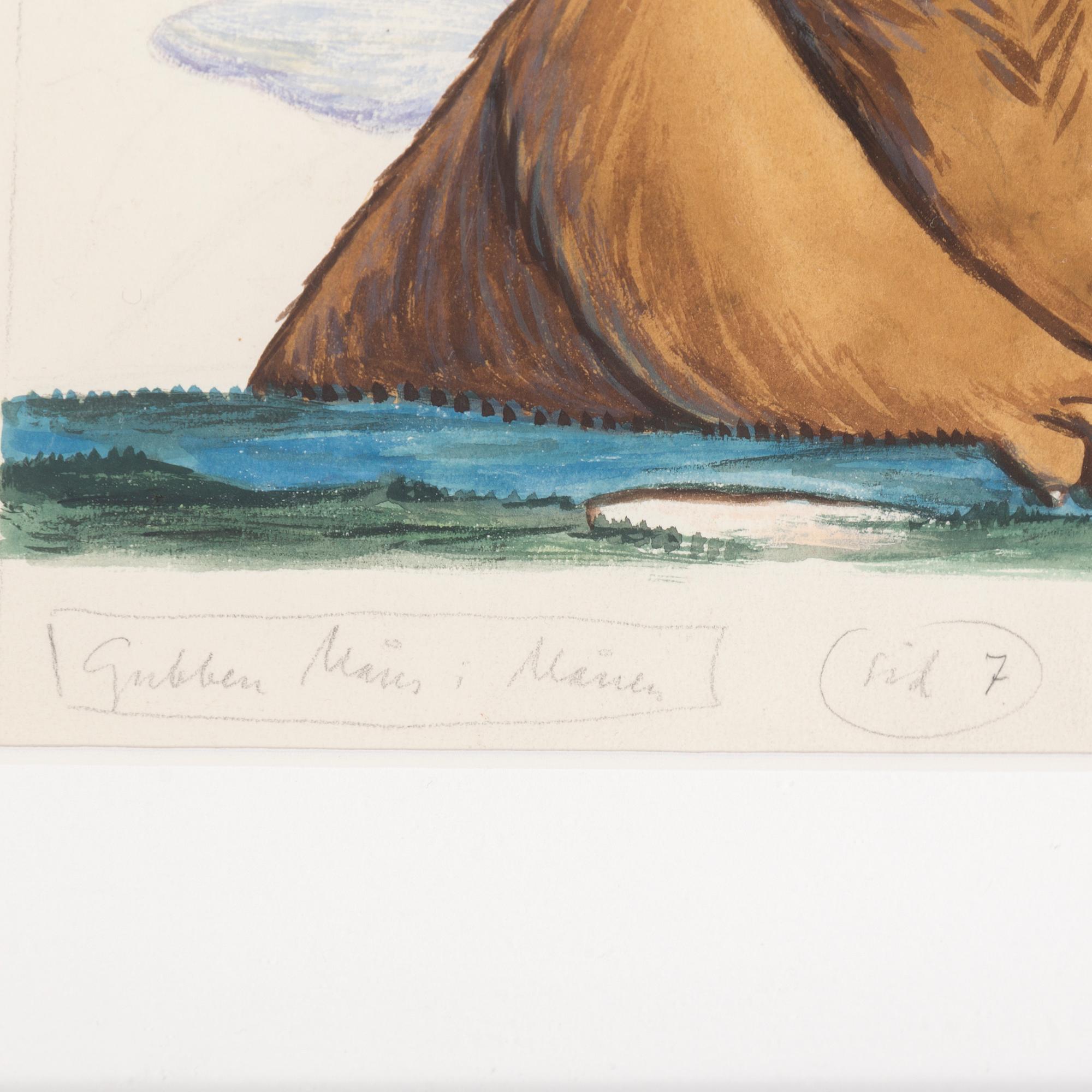 EINAR NORELIUS, two watercolor childrens book illustrations, one signed.