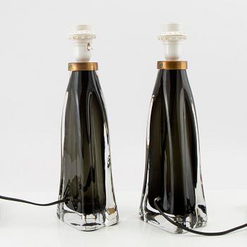 Carl Fagerlund, a pair of table lamps by Orrefors.