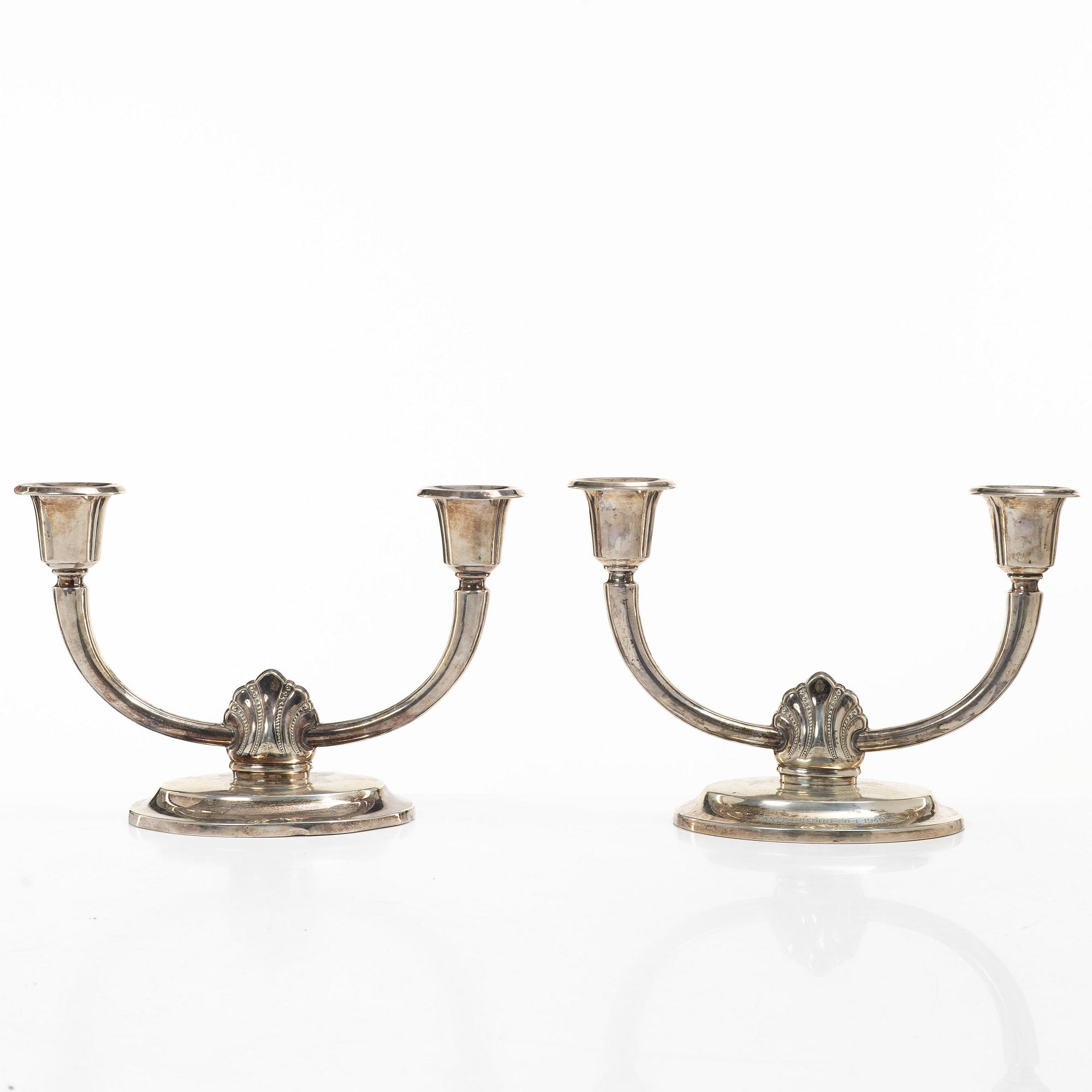 David Andersen, candelabra, a pair, silver, Norway, after 1925.