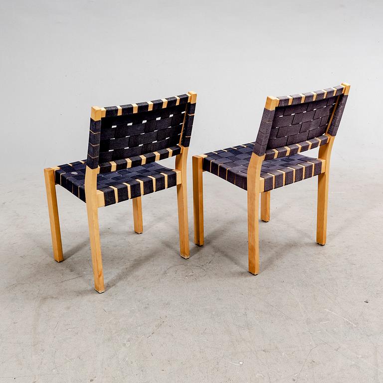 Alvar Aalto, a set of six birch chairs model nr 611 21st century.