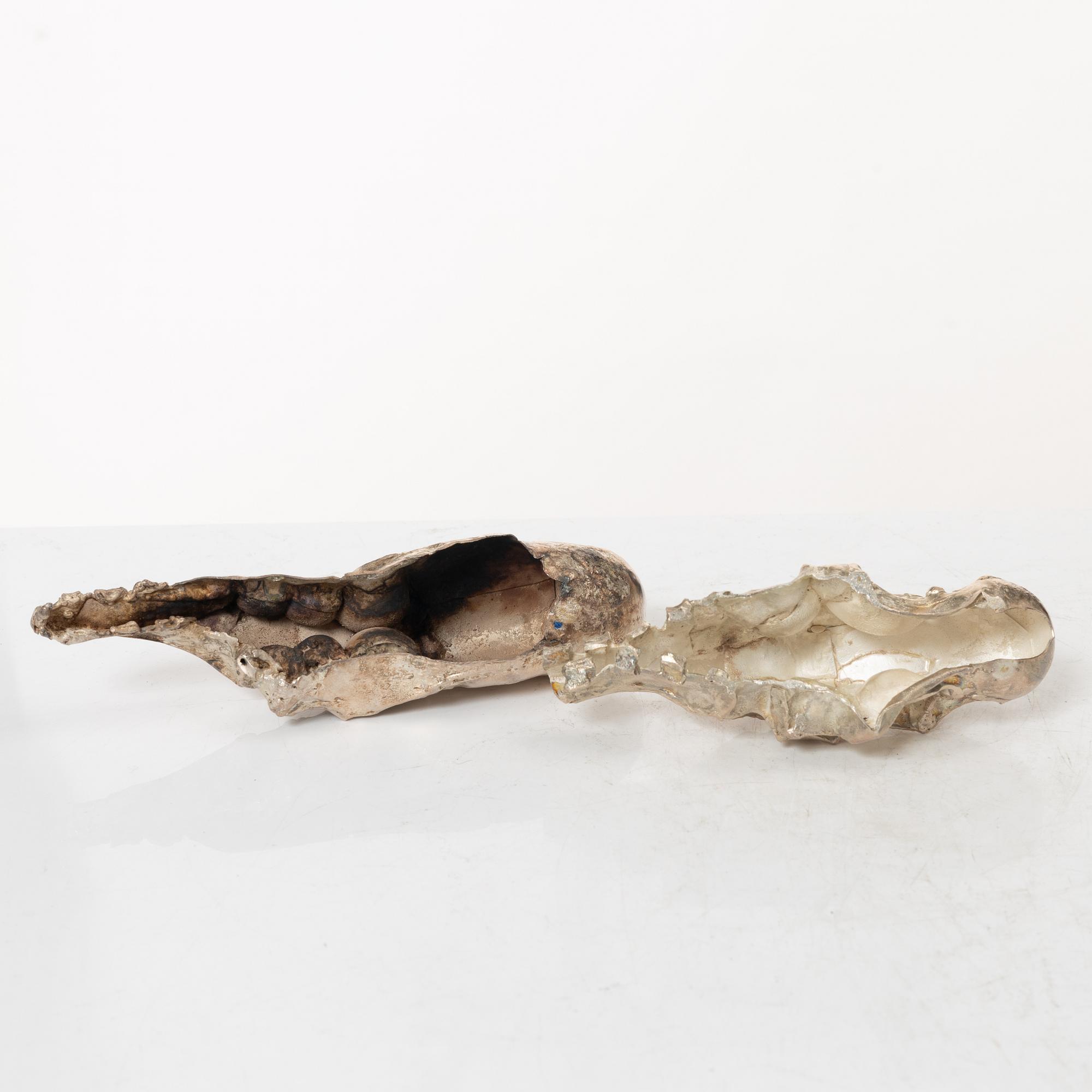 Lars Arby, Two sterling silver sculptures, marks of Lars Arby, Gothenburg, Sweden 1982.