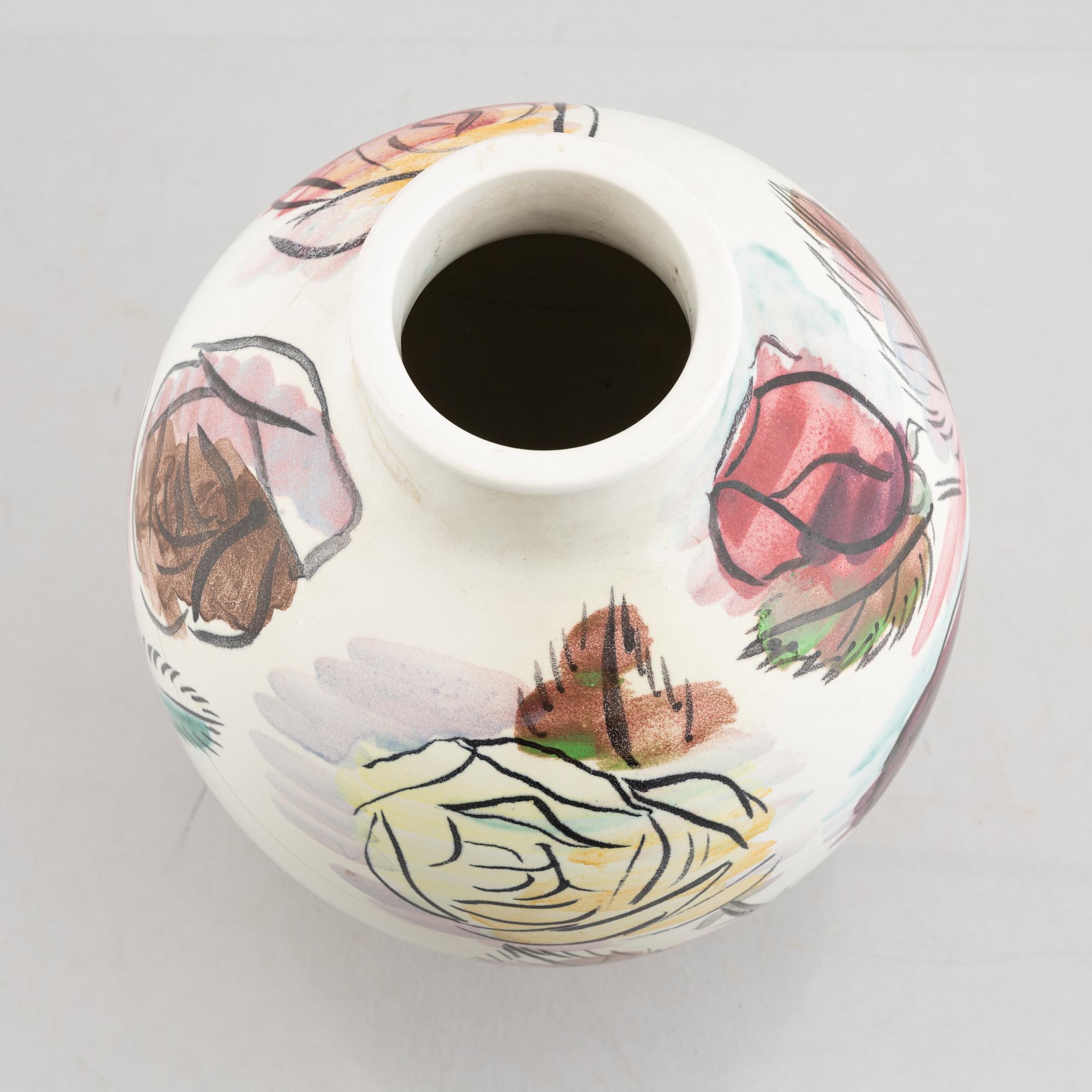 Isaac Grünewald, vas, flintgods, Rörstrand, 1942-46.