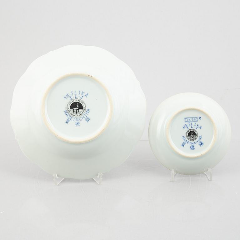 Twelve pieces of "Nejlika" porcelain, from IKEAs' 18th century series, Sweden, 1990's.