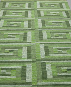 Barbro Nilsson, A CARPET, "Ostia grön", flat weave, ca 234,5 x 141,5 cm, signed AB MMF BN.