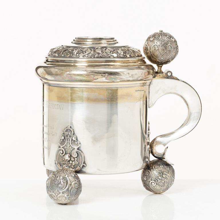 Dryckeskanna, silver, barockstil, GAB, Stockholm 1927.