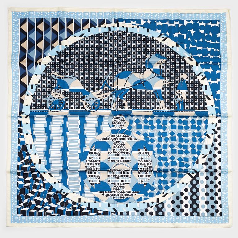 Hermès, an 'Ex-Libris en Cravates' twill silk scarf.