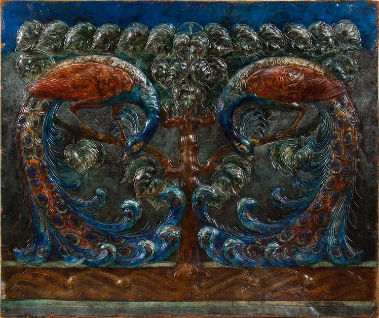 VÄGGFÄLT, gyllenläder. 1900-tal.