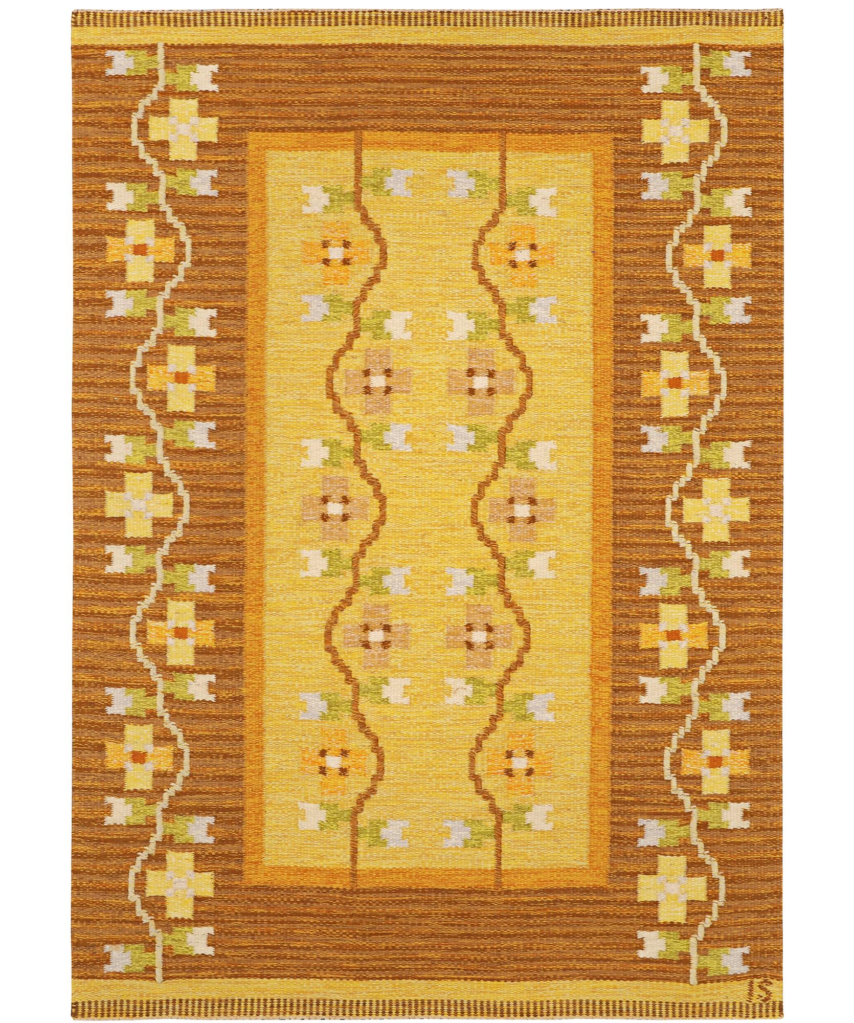 Ingegerd Silow, matta, rölakan, signerad IS, ca. 206 x 139 cm.