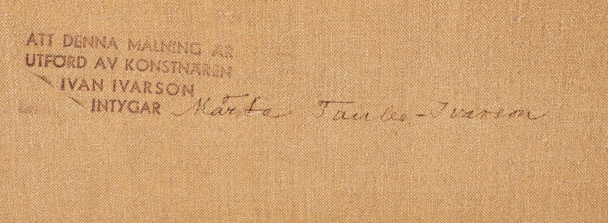 IVAN IVARSON (SVERIGE), Olja på duk. Intyg a tergo.