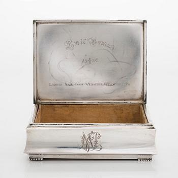 A 20th century silver cigar box, with Finnish import marks, Brødrene Lohne, Bergen.