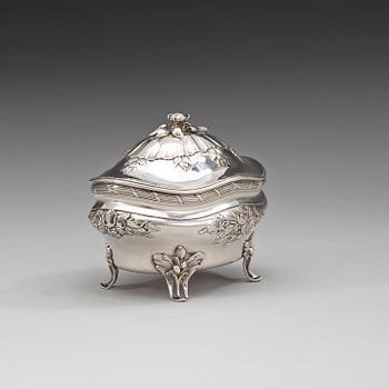 A Swedish 18th century silver sugar-box, marks of Fredrik Petersson Ström, Stockholm 1774.