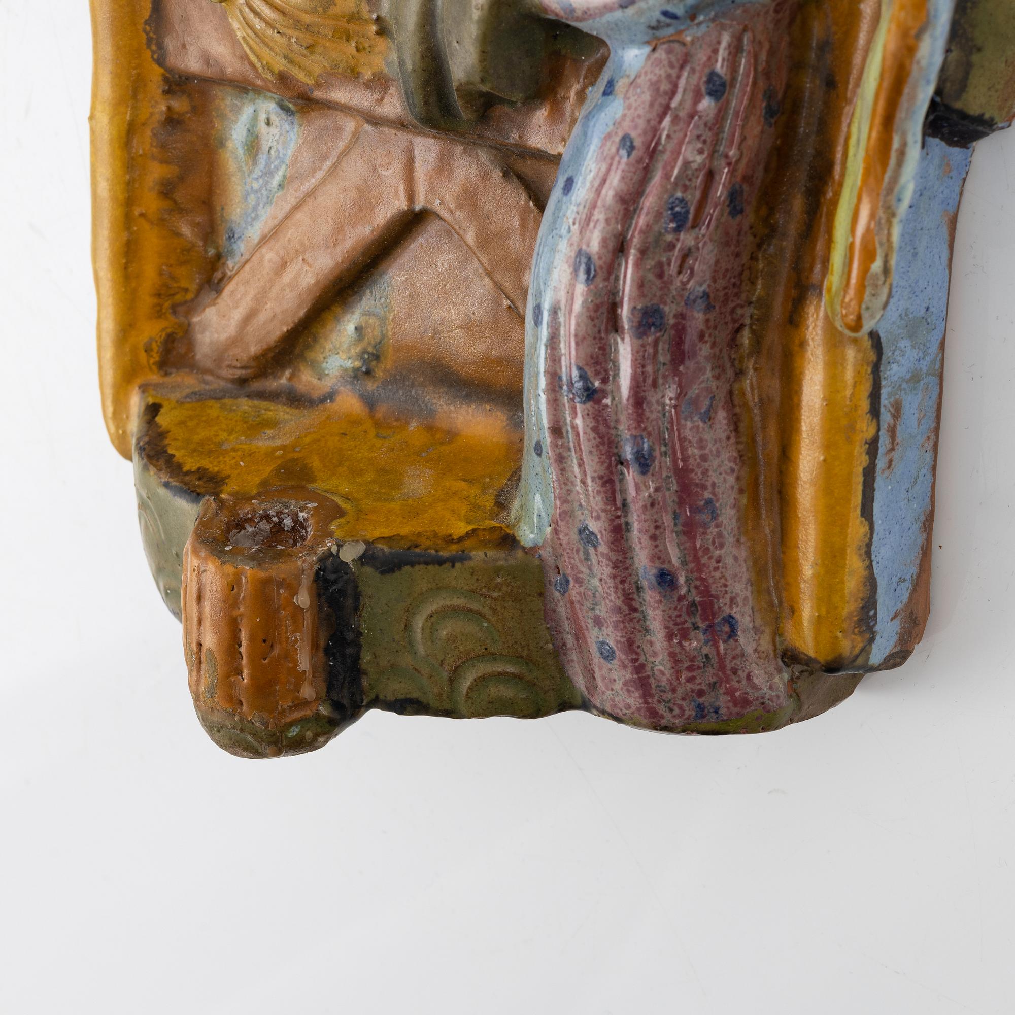 Allan Ebeling, väggrelief, stengods, signerad A Ebeling Torshälla.