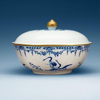 1723. A massive blue and white armorial punch bowl with cover with the arms of Grill, Qing dynasty, Qianlong (1736-95).
