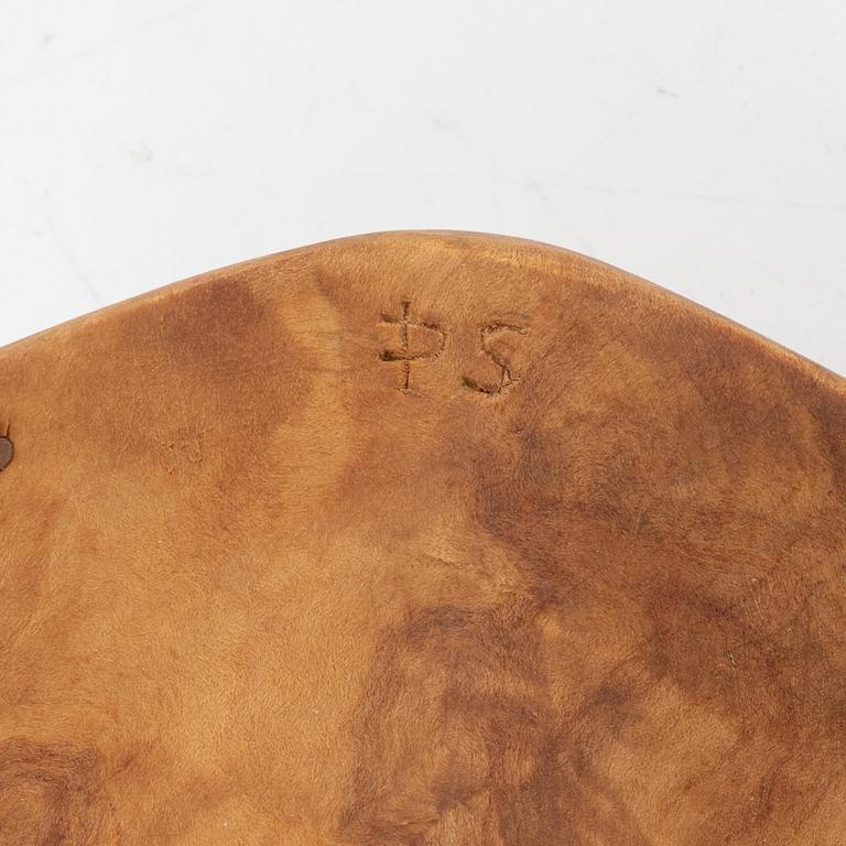 A birch cup, signed PS.