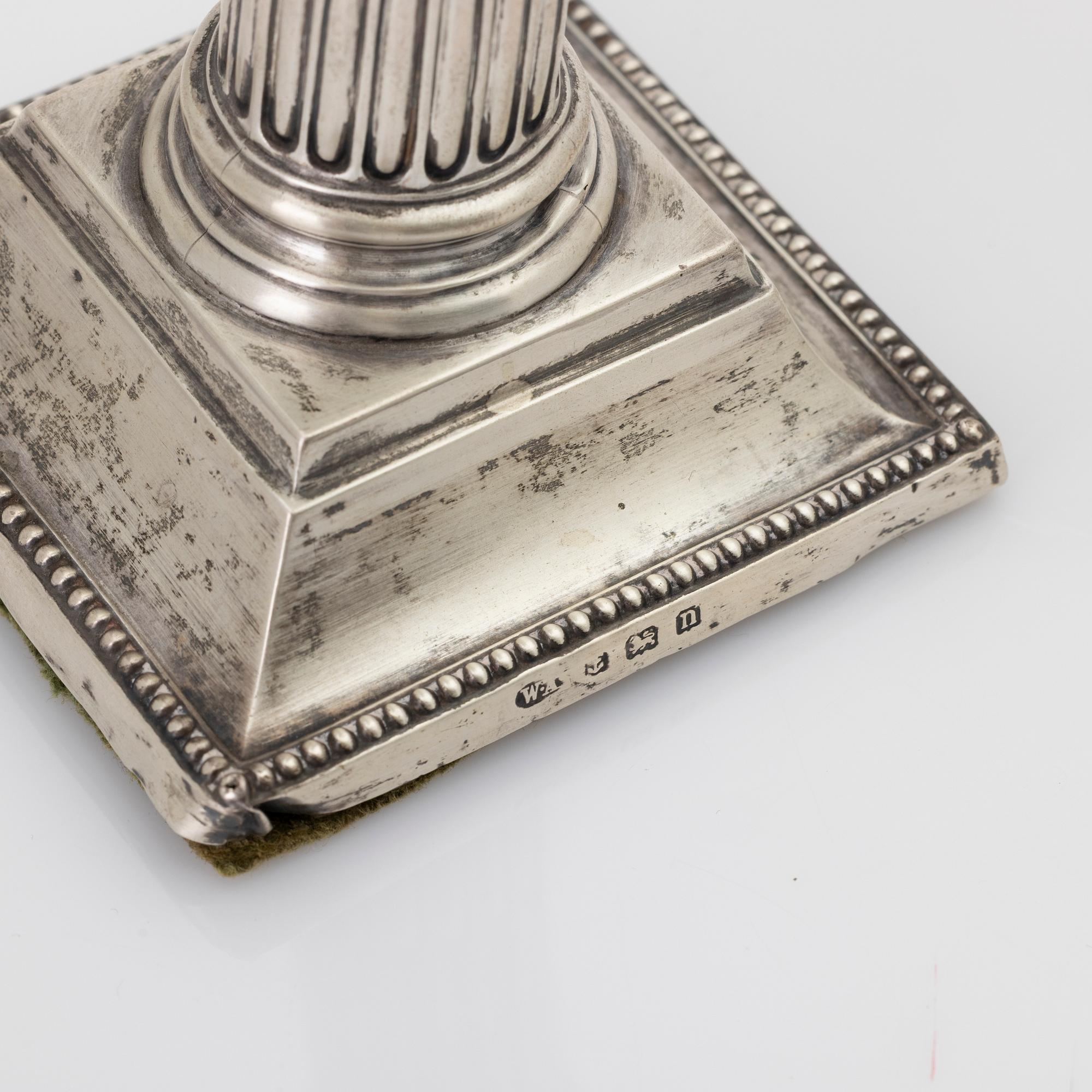 Candlesticks, a pair, silver, Birmingham, England, first half of the 20th century.