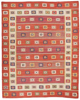 Märta Måås-Fjetterström, A CARPET, "Röd grön äng", flat weave, ca 400,5 x 308 cm, signed MMF.