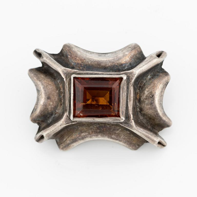 Brosch, silver med citrin, Stockholm 1953.