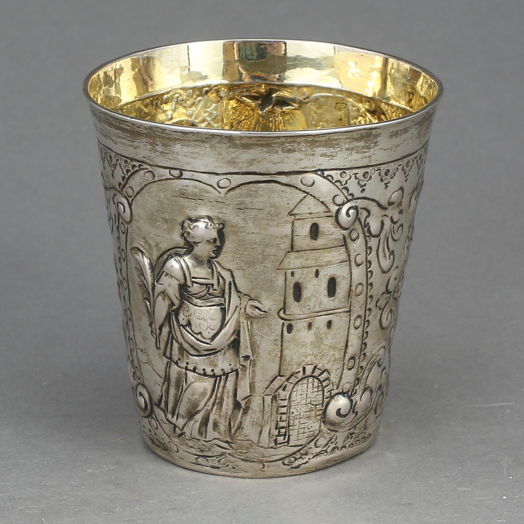 BÄGARE, silver, barockstil, troligen 1800-tal. Vikt ca 112g.