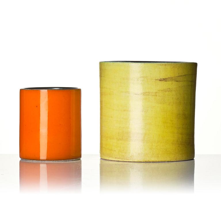 Georges Jouve, a set of two glazed ceramic "Cylindre" vases, France, 1950s.
