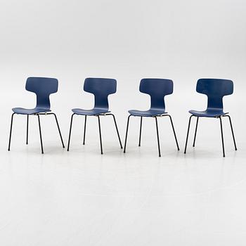 Arne Jacobsen, stolar, 4 st, "T-stolen", modell 3103, Fritz Hansen, Danmark.