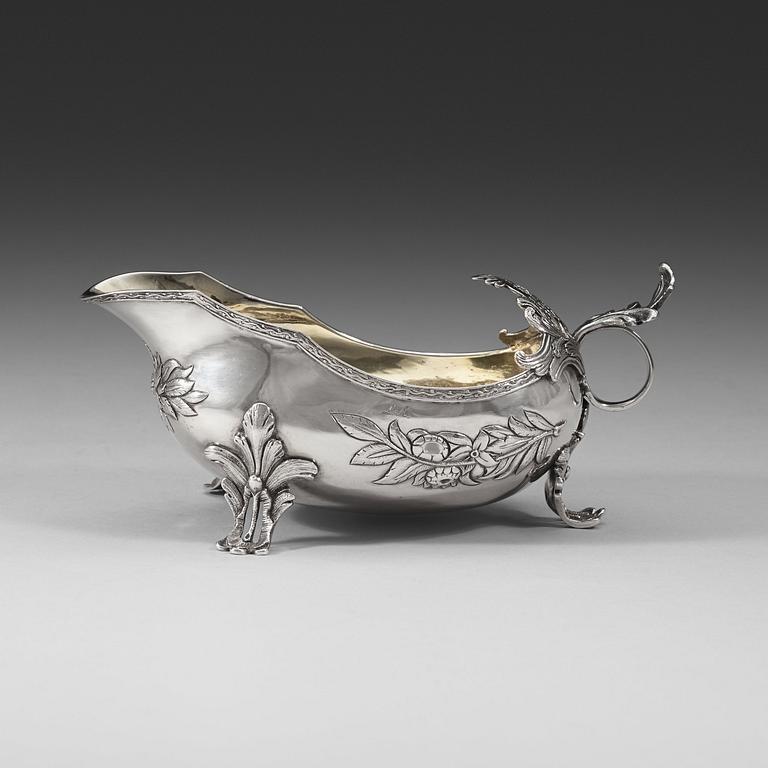 A Swedish 18th century parcel-gilt cream-jug, marks of Daniel Elfbom, Gävle 1784.