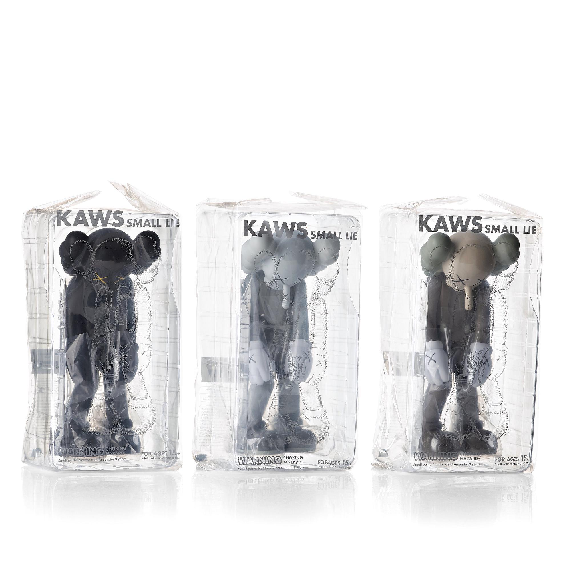 KAWS, "Small Lie" (black, grey, brown).