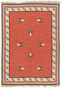Polly Björkman, workshop, flat weave, signed TPB, approx. 248 x 174 cm.