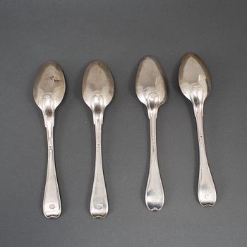 Four Swedish silver table spoons, Enroth and Zethelius, Stockholm 1802 and 1804.