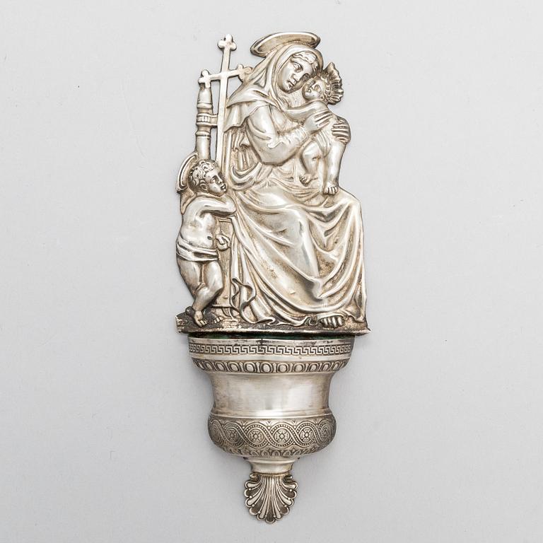 An early 19th century silver Venetian Holy Water bowl.