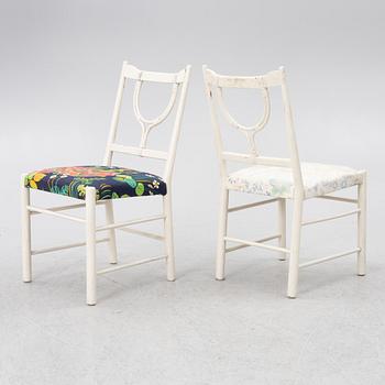 Josef Frank, a set of eight dining chairs, model B2238, Svenskt Tenn. second half of the 20th century.