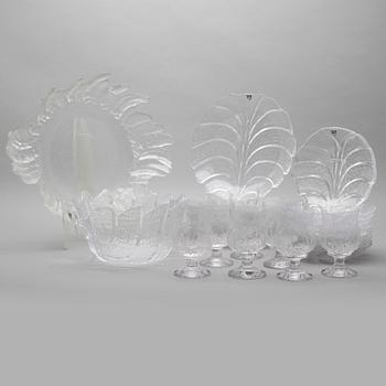 SERVISDELAR, 27 delar, glas, Orrefors, 1900-talets andra hälft.