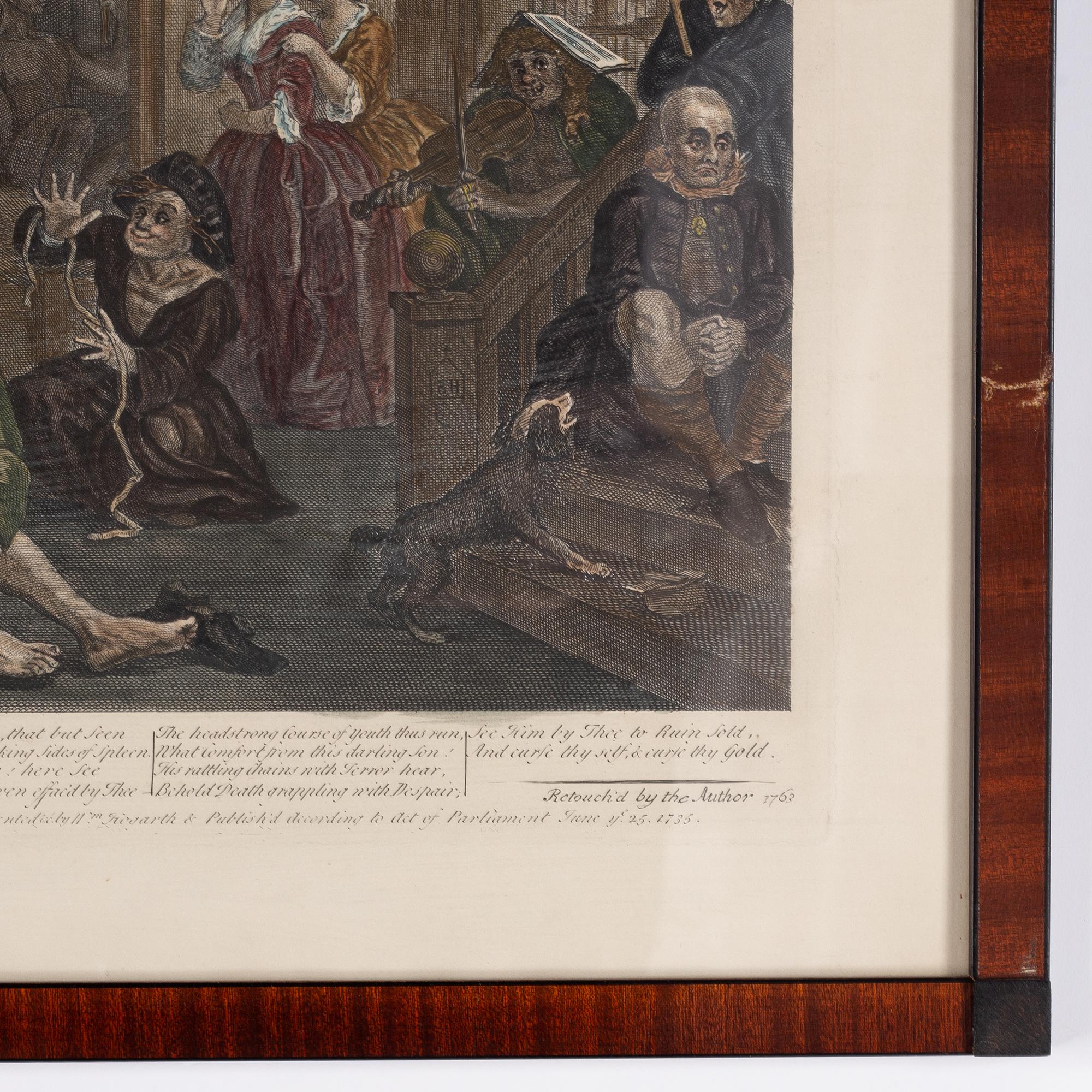 William Hogarth, efter, åtta stycken kolorerade etsningar och gravyrer.