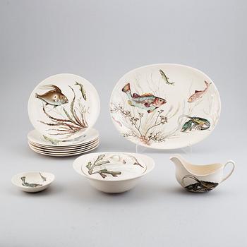 A part 'Fish' earthenware dinner service, Johnson Bros, England (11 pieces).