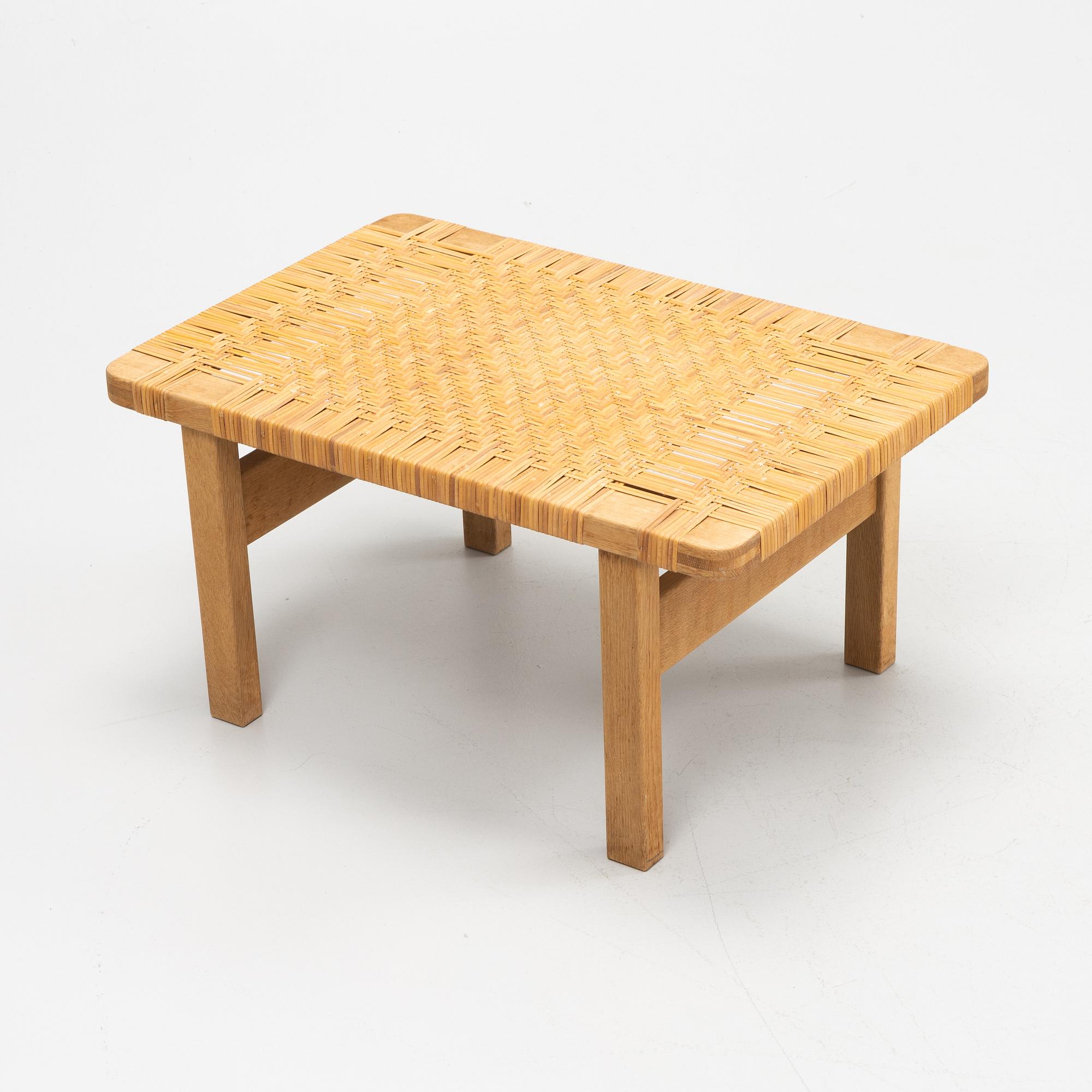 Børge Mogensen, a model (5)273 oak and rattan bench, Fredericia stolefabrik, Denmark.