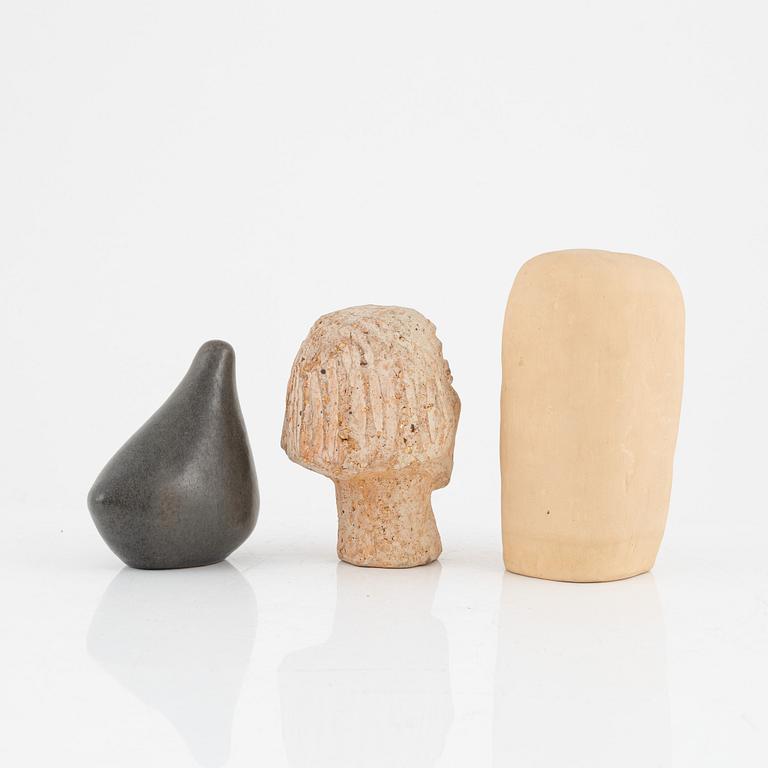 Åke Holm, three earthenware figurines, signed.