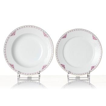 A set of 32 'Purpur Lace' porcelain plates, Royal Copenhagen, Denmark, 1990s.