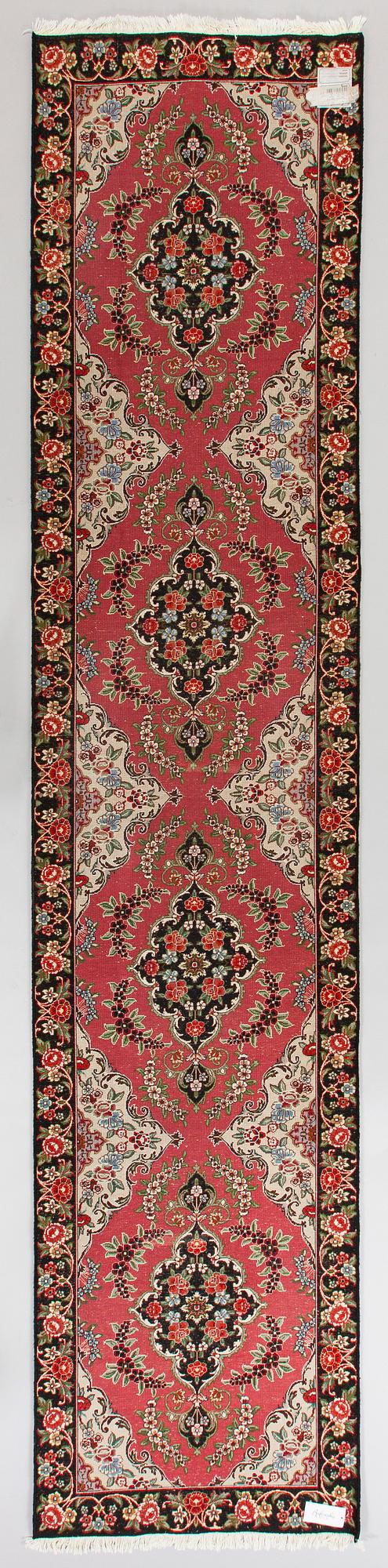 A runner, Tabriz part silk, so called 50 Radj. Ca. 400 x 90 cm.
