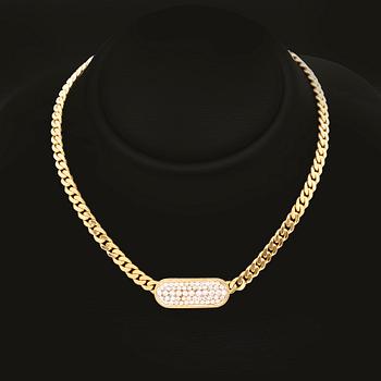 Necklace 18K gold with brilliant and singel-cut Diamonds approx 1 ct, total weight 56,7 g.
