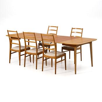 Dining table with 5 chairs, NC Tibro, Sweden, second half of the 20th century.