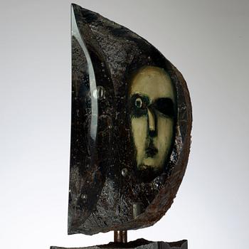A unique Bertil Vallien sand cast glass sculpture, Kosta Boda 1999.