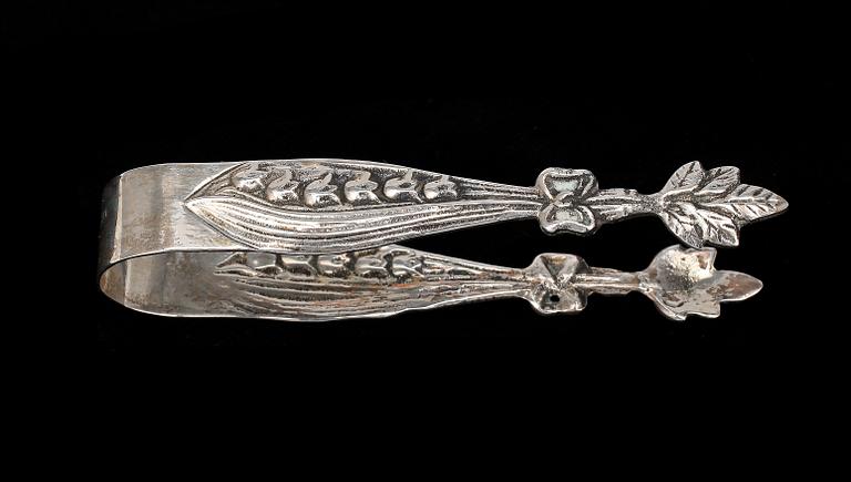 KAFFESKEDAR samt SOCKERTÅNG, 13 delar, silver, GEWE Silvervarufabriken AB, Malmö 1967-68. Tot VIKT ca 159 g.