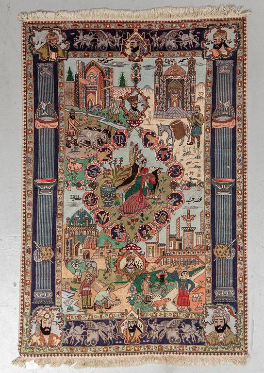 A rug, Old, Tabriz part silk, ca 149 x 99 cm.