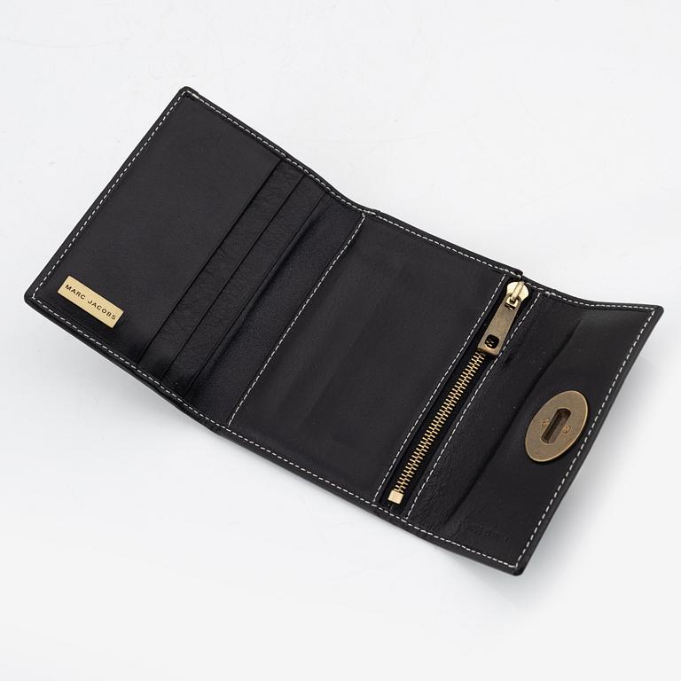 Marc Jacobs, black leather and gold hardware wallet.