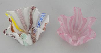 SKÅLAR, 2 st, glas, "Fazzoletto", Venini, Murano.