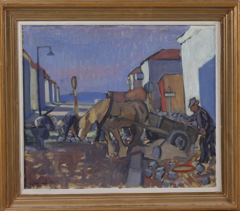 STIG-JOHAN-ARNE BJÖRKLUND, olja på pannå, sign.