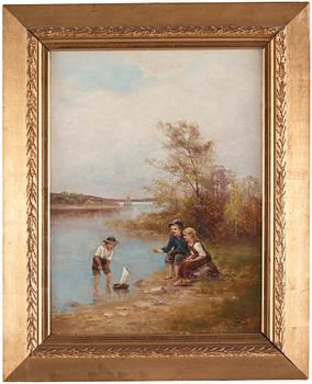 Severin Nilson, Children playing by the water.